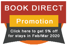 Book Direct to get 5% off for Stays in February, and March 2020